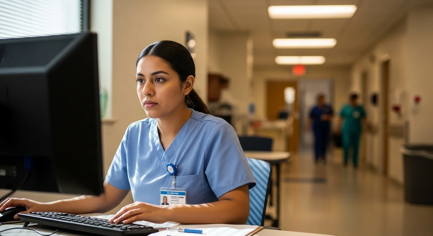 Nursing assistant verifying CNA credentials on Arizona AZBN portal