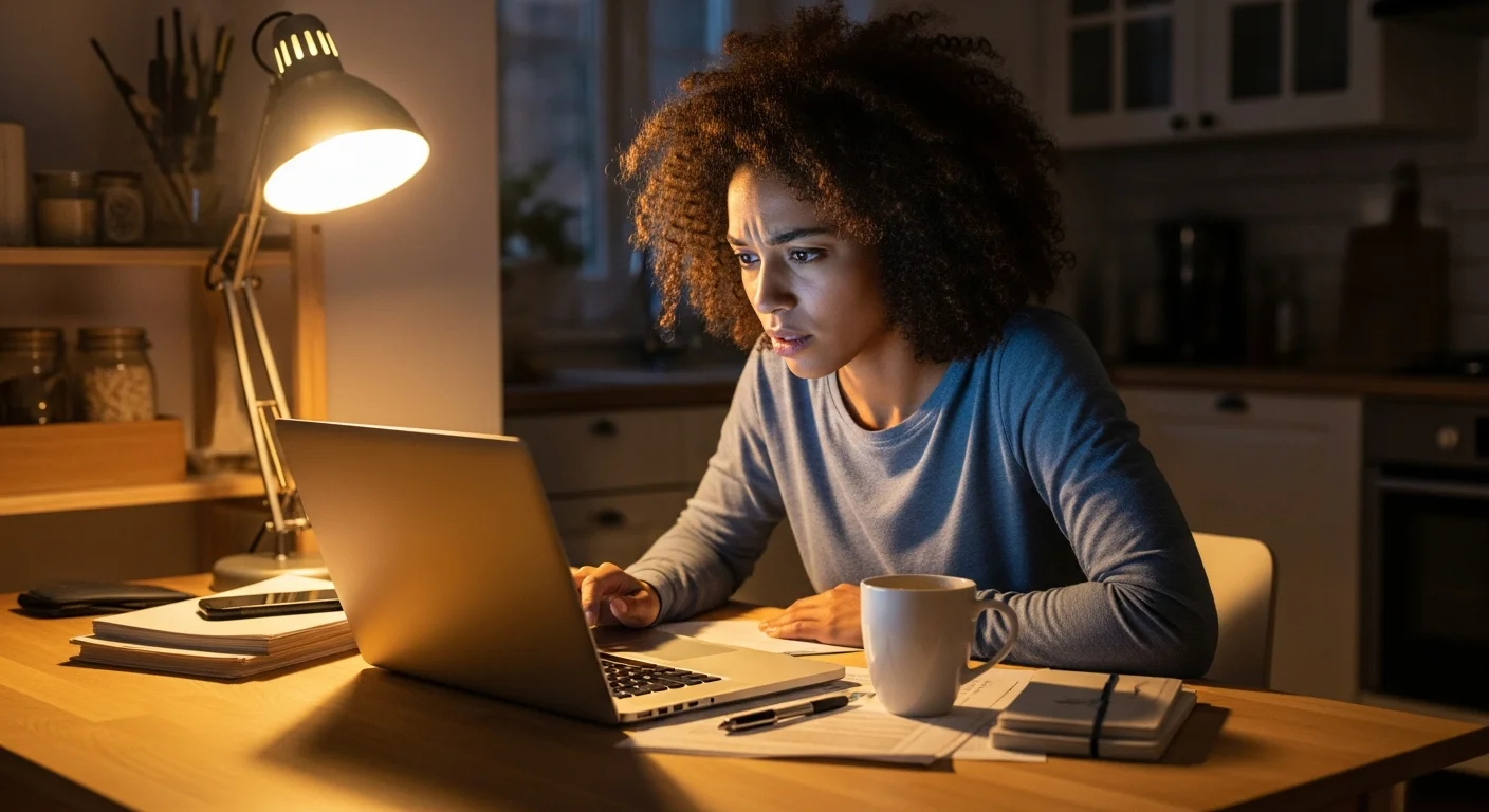 CNA checking certification status on laptop at home in Idaho