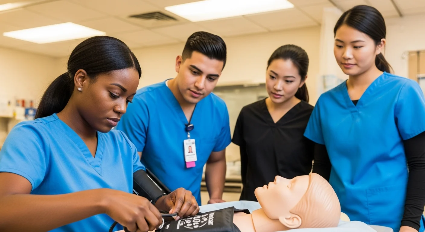 CNA students in clinical training at a Nevada healthcare facility