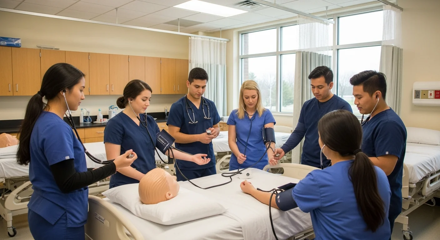 CNA student practicing clinical skills in a New Mexico training facility