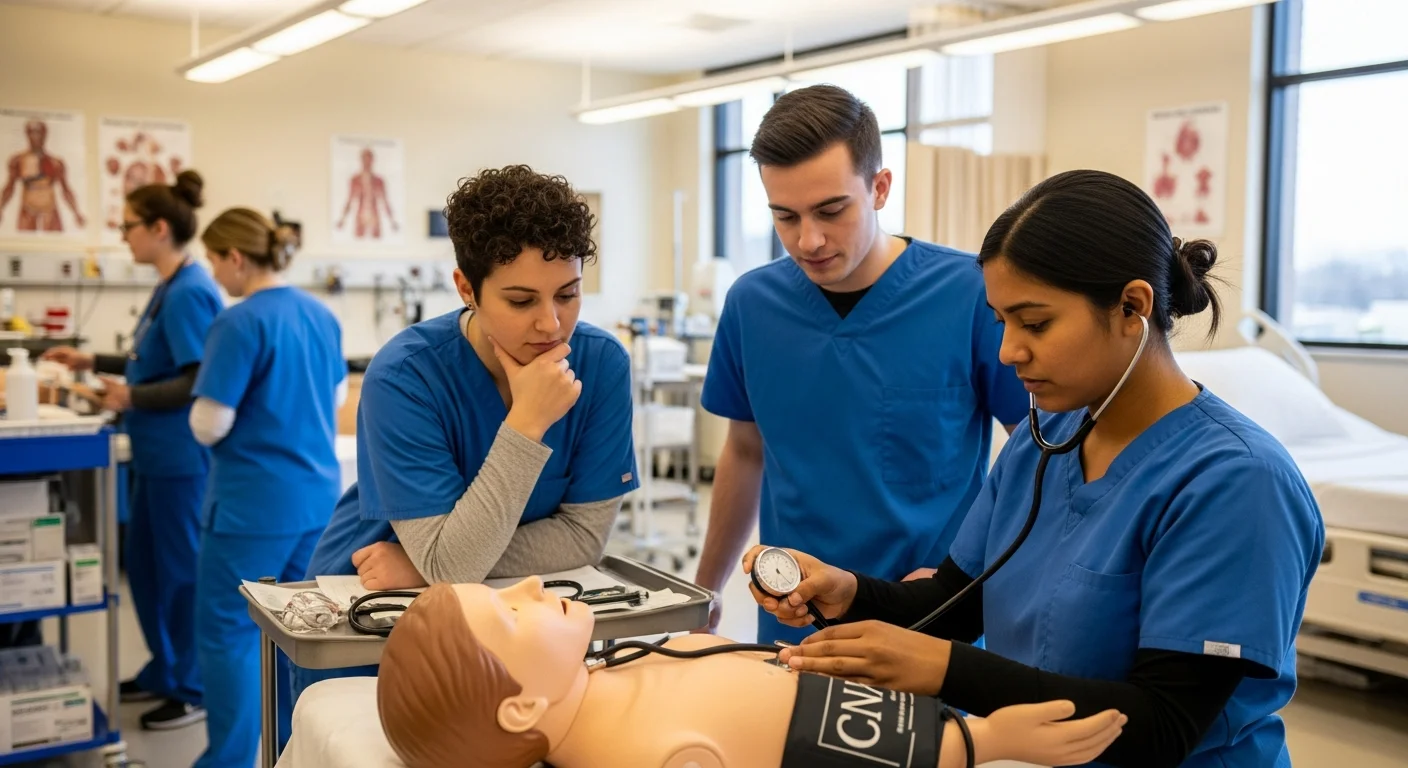 CNA students practicing clinical skills in a Washington state training lab