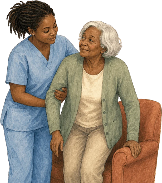 A certified nursing assistant caring for an elderly patient, CNA classes in Greensboro, North Carolina