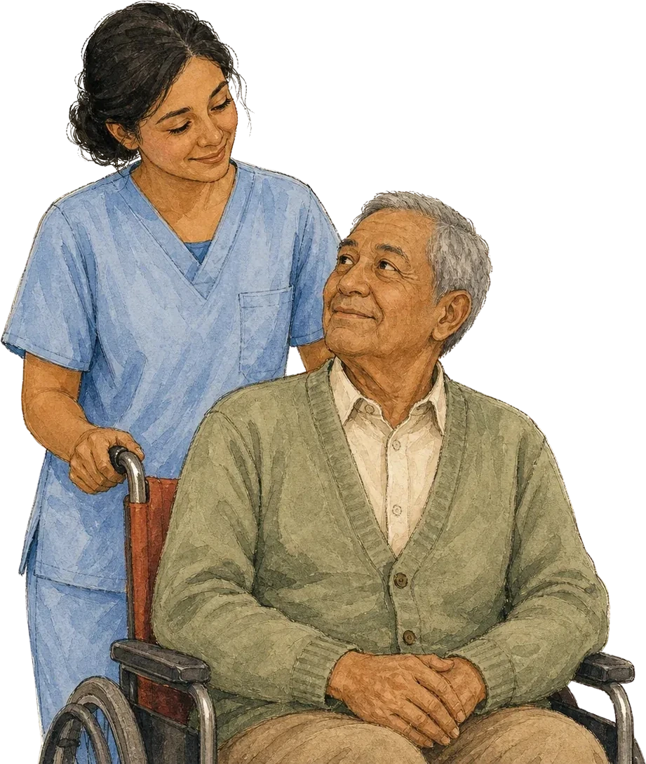 A certified nursing assistant caring for an elderly patient, CNA classes in Providence, Rhode Island