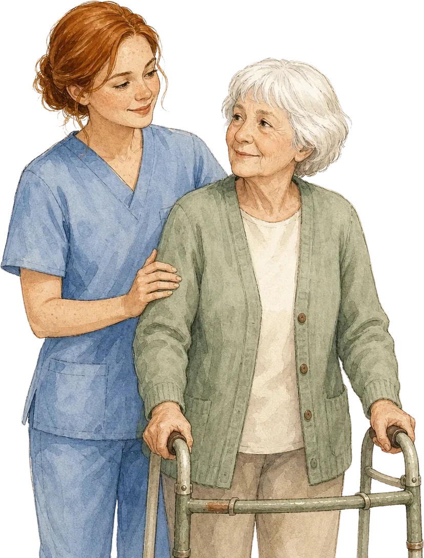 A certified nursing assistant caring for an elderly patient, CNA classes in Seattle, Washington